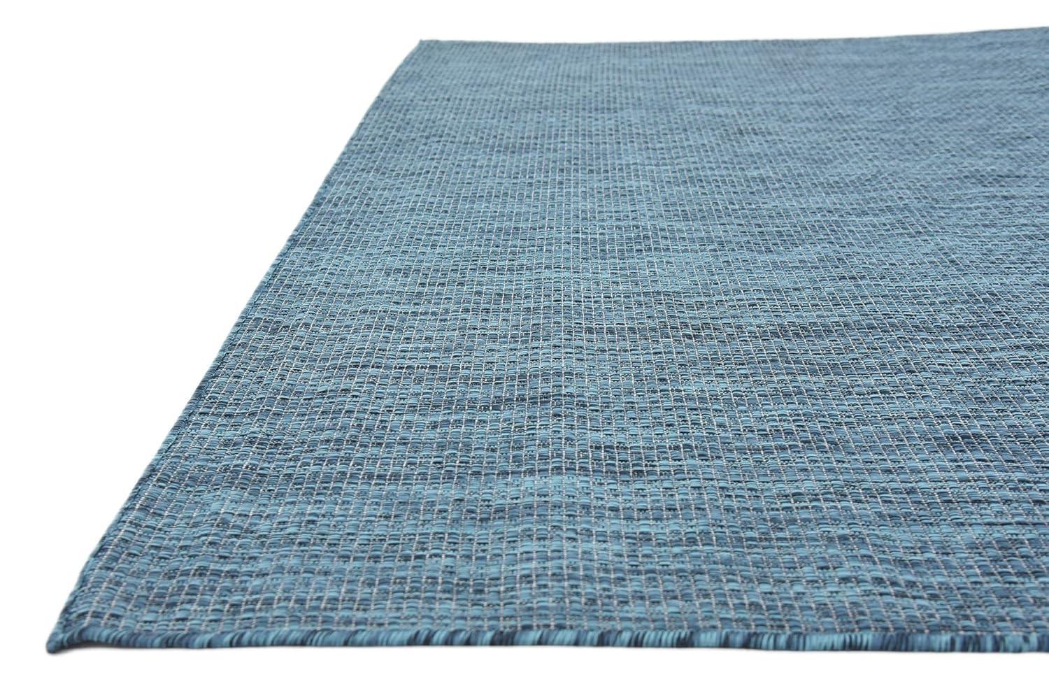 Unique Loom 7' 0 x 10' 0 Rectangle Indoor/Outdoor Solid Teal Area Rug