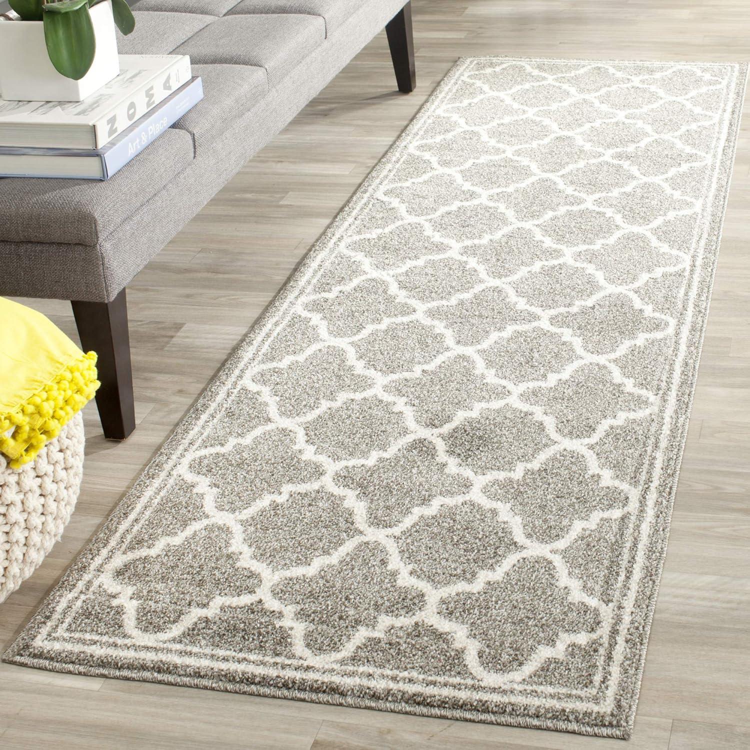 Wheat and Beige Geometric Synthetic Area Rug