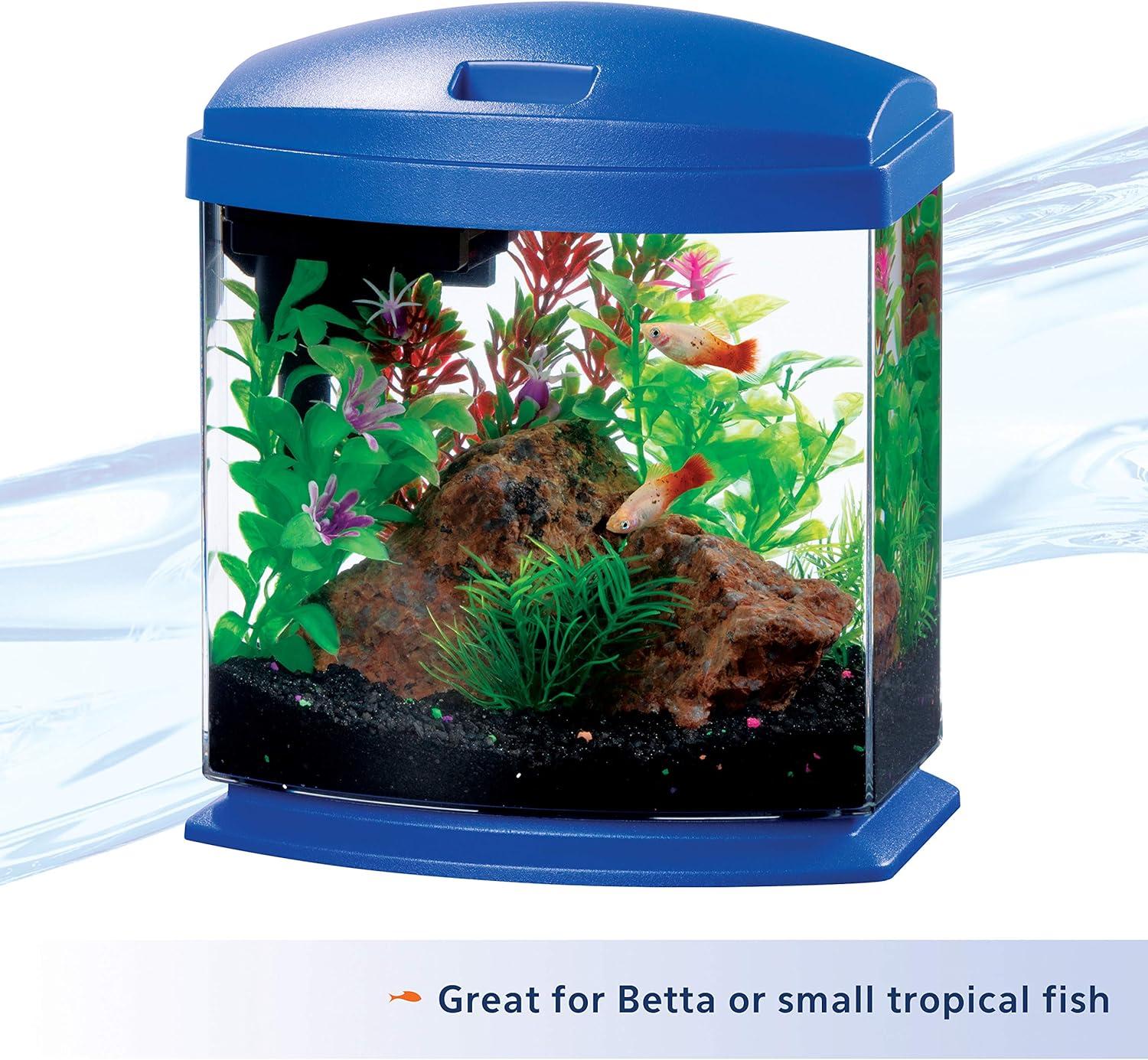 TiaGOC LED MiniBow Small Aquarium Fish Kit with SmartClean Technology, Blue, 1 Gallon