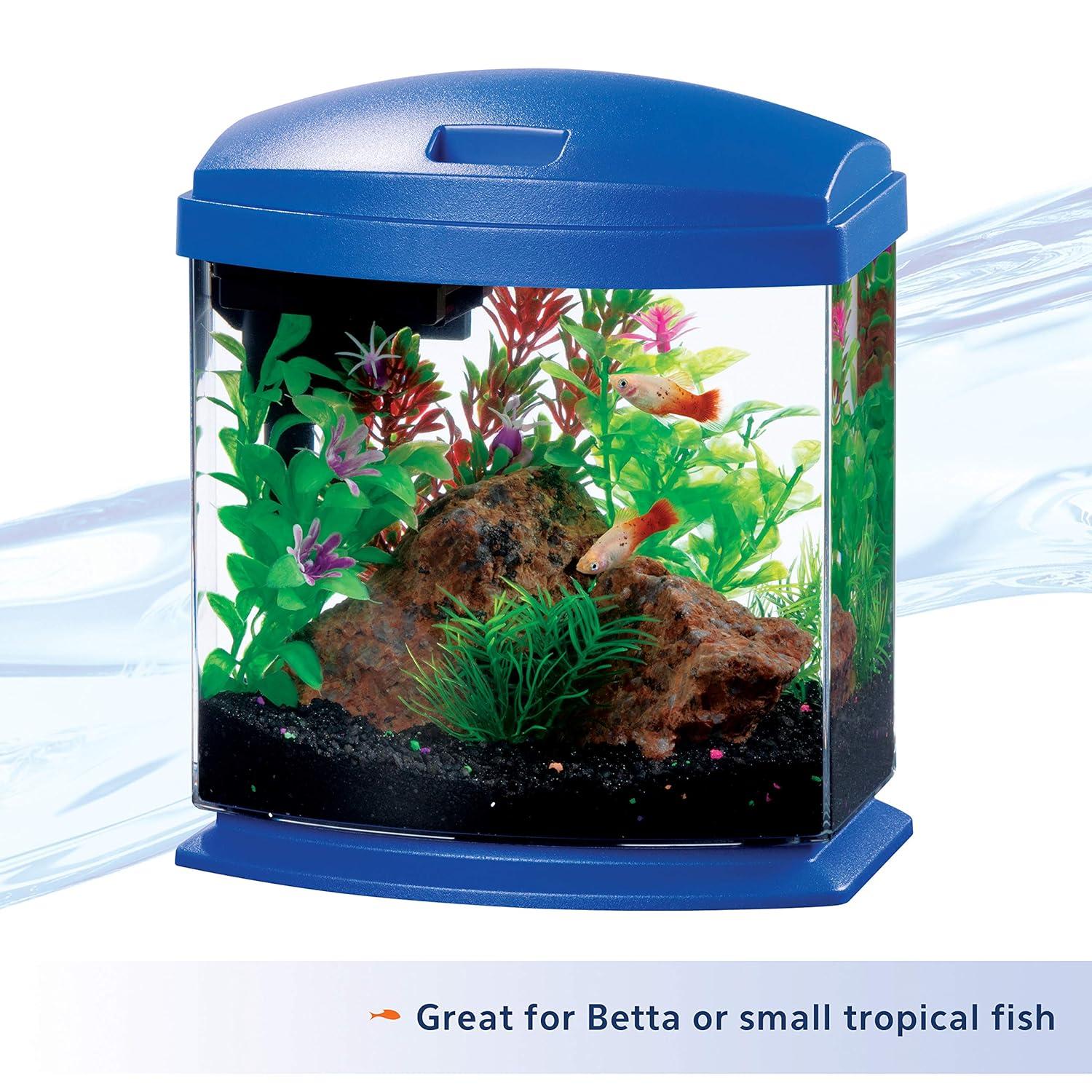 TiaGOC LED MiniBow Small Aquarium Fish Kit with SmartClean Technology, Blue, 1 Gallon
