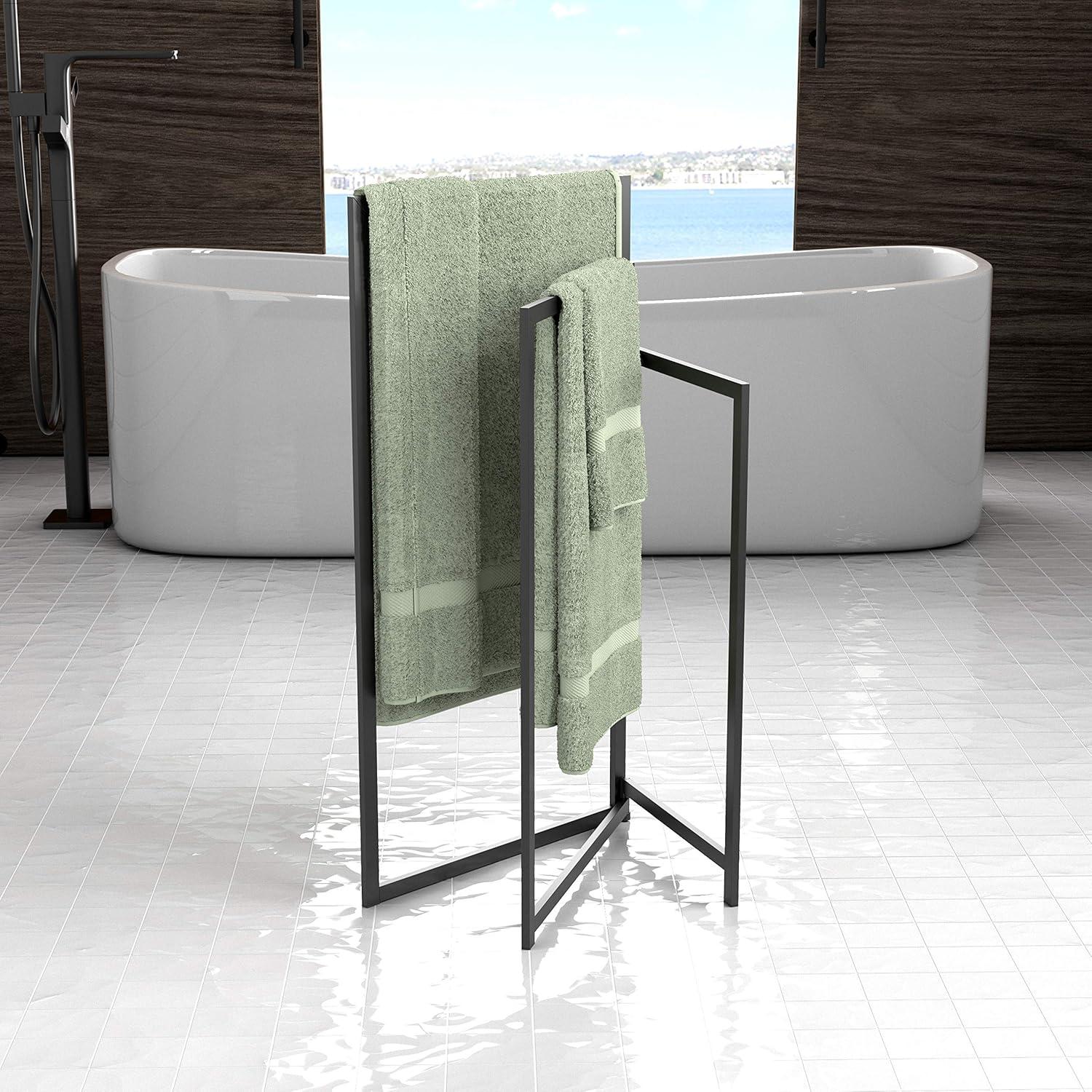 Matte Black Freestanding Triple Towel Rack with Swivel Bars