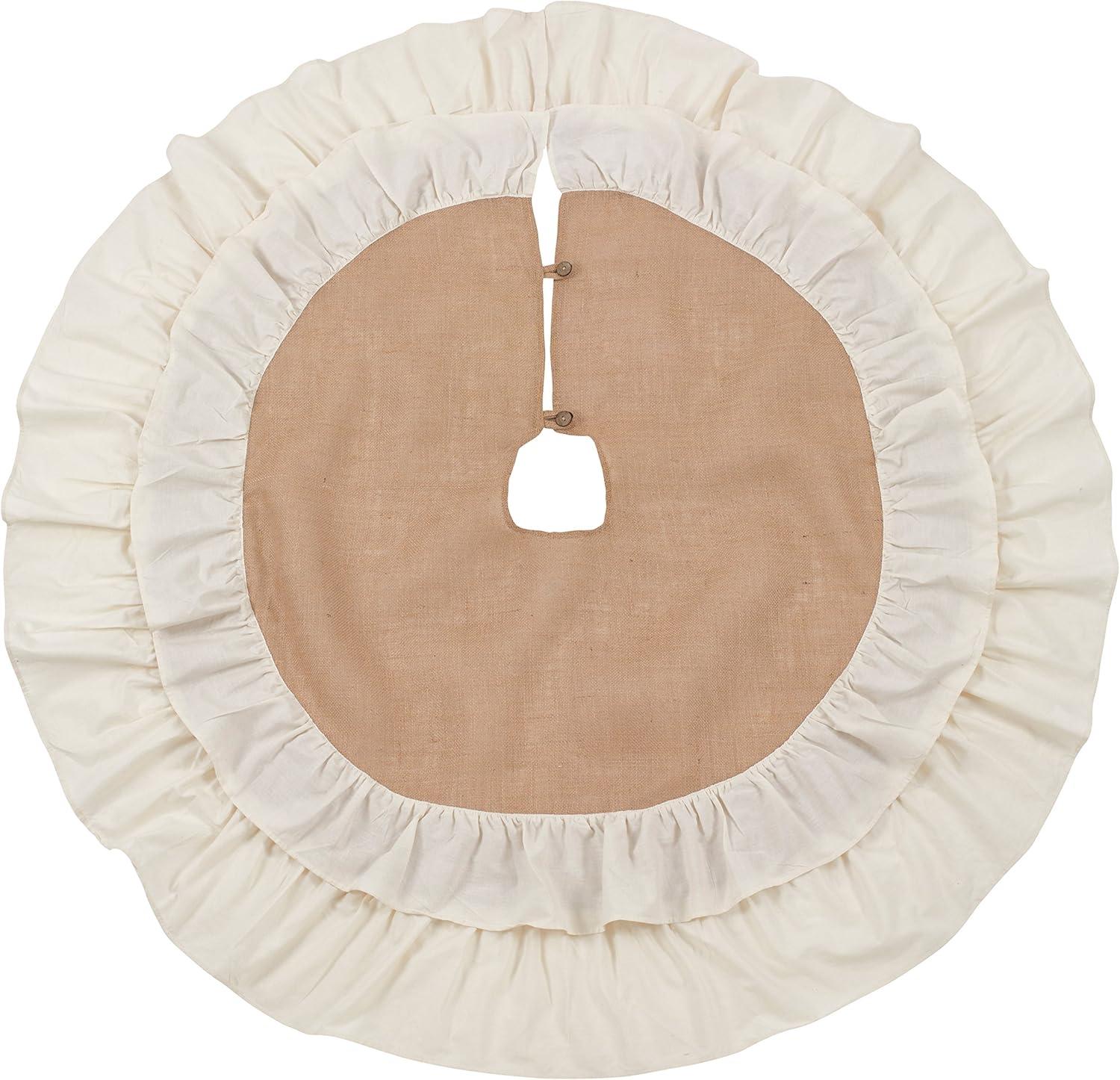 SARO 0515.N56R Classic Jute with Cotton Ruffled Edge Tree Skirt - Natural