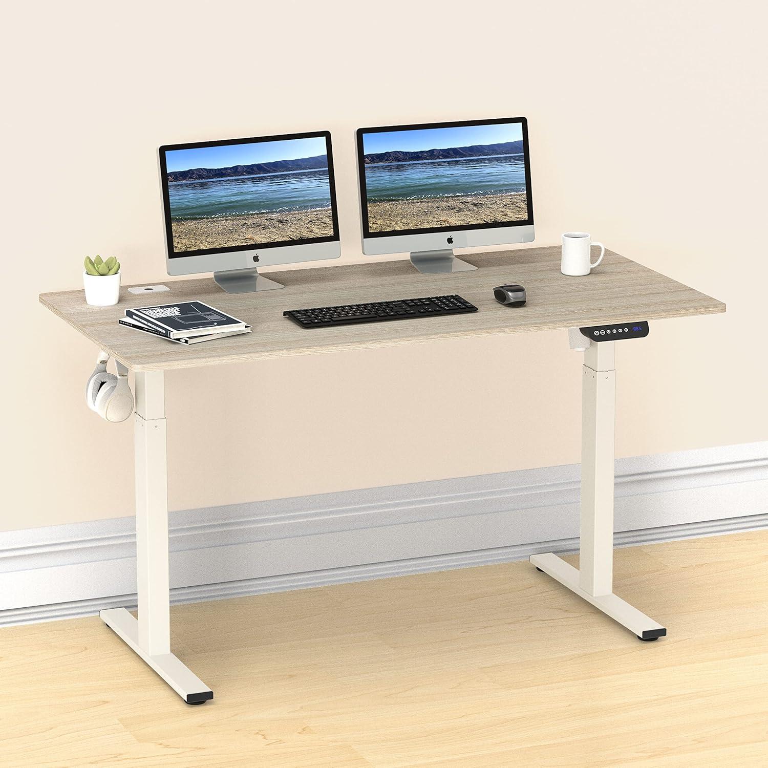 Maple 55-Inch Electric Adjustable Height Standing Desk