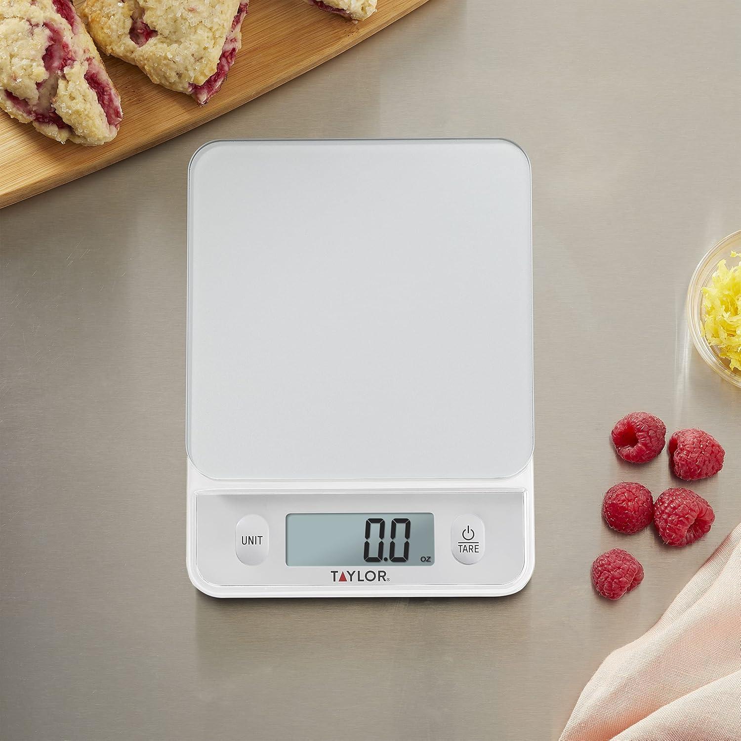 Taylor Digital Kitchen Glass Top 11lb Food Scale Silver