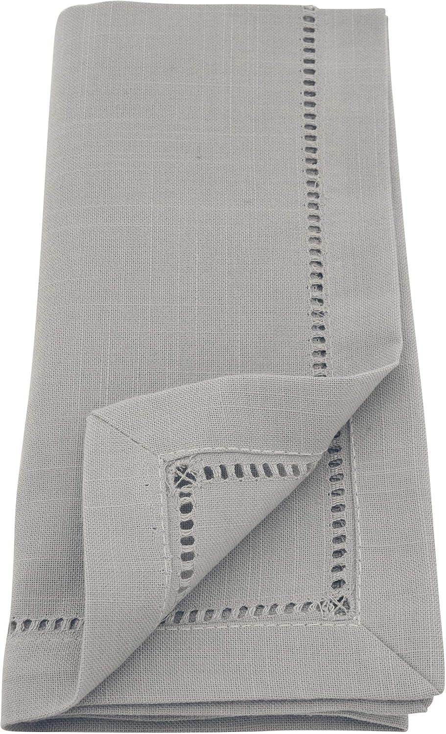 Saro Lifestyle Dinner Napkin With Hemstitch Border Design (Set of 12), Grey, 18" x 18"