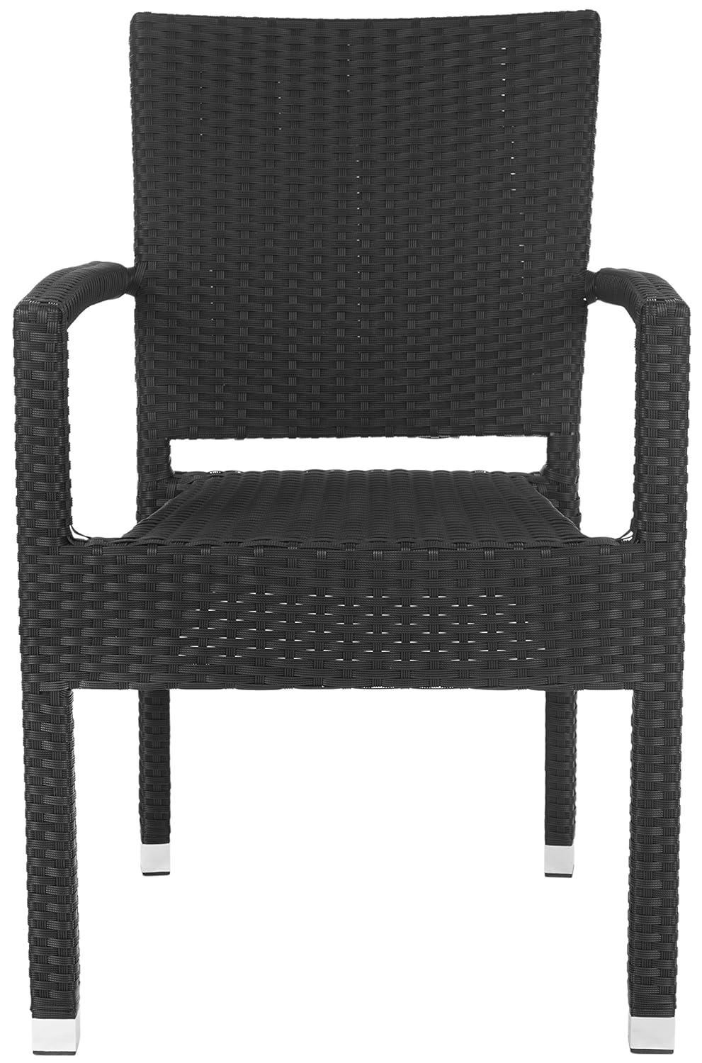 Kelda Stackable Arm Chair Indoor/Outdoor (Set Of 2) - PAT4004 - Black - Safavieh