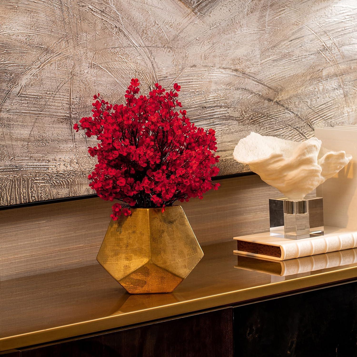 10 Pcs Babys Breath Gypsophila Artificial Flowers Bouquet Fake Silk Flowers Real Touch Flowers for Home Wedding Centerpiece Arrangement Festival Party Decoration (Red)