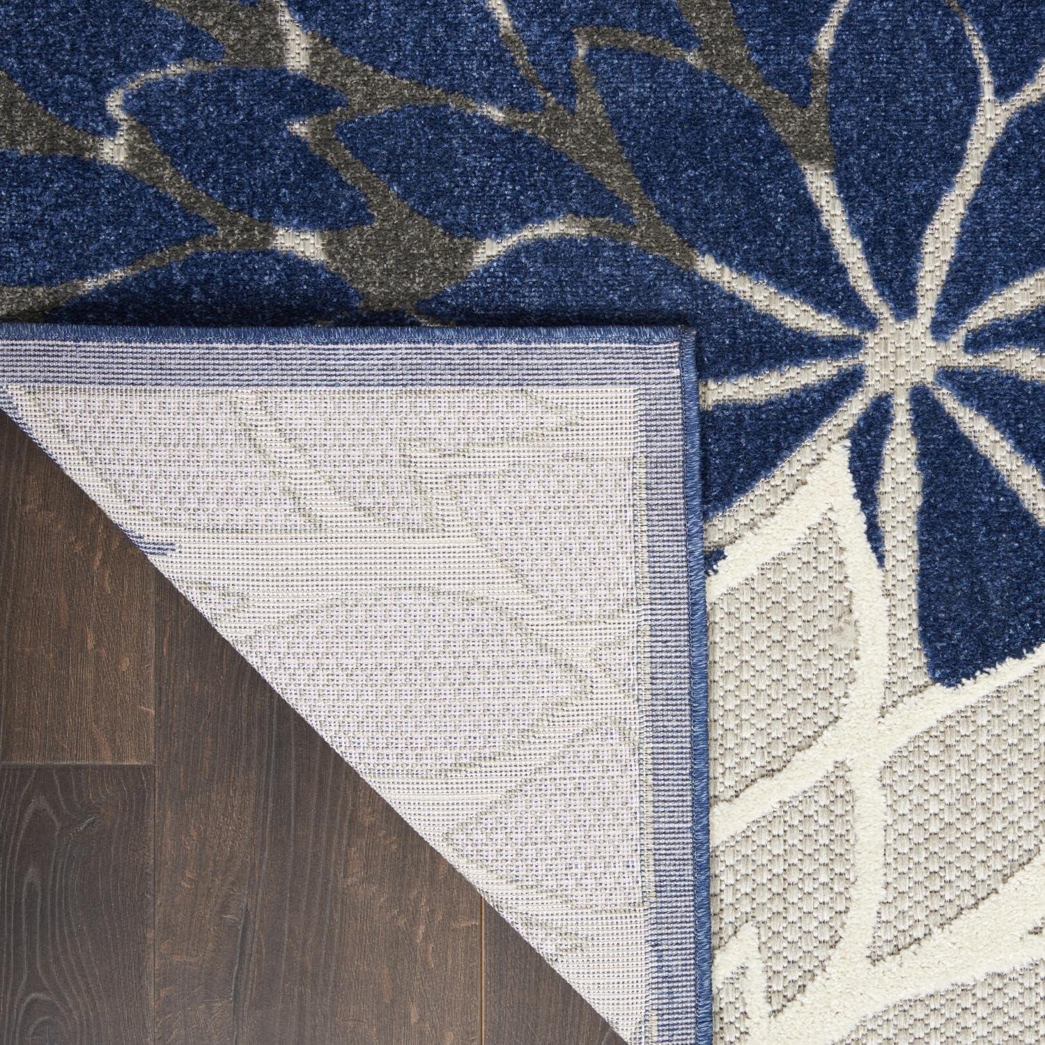 Nourison Aloha Floral Bloom Flatweave High-Low Indoor Outdoor Area Rug Blue/Multicolor 3'6" x 5'6"