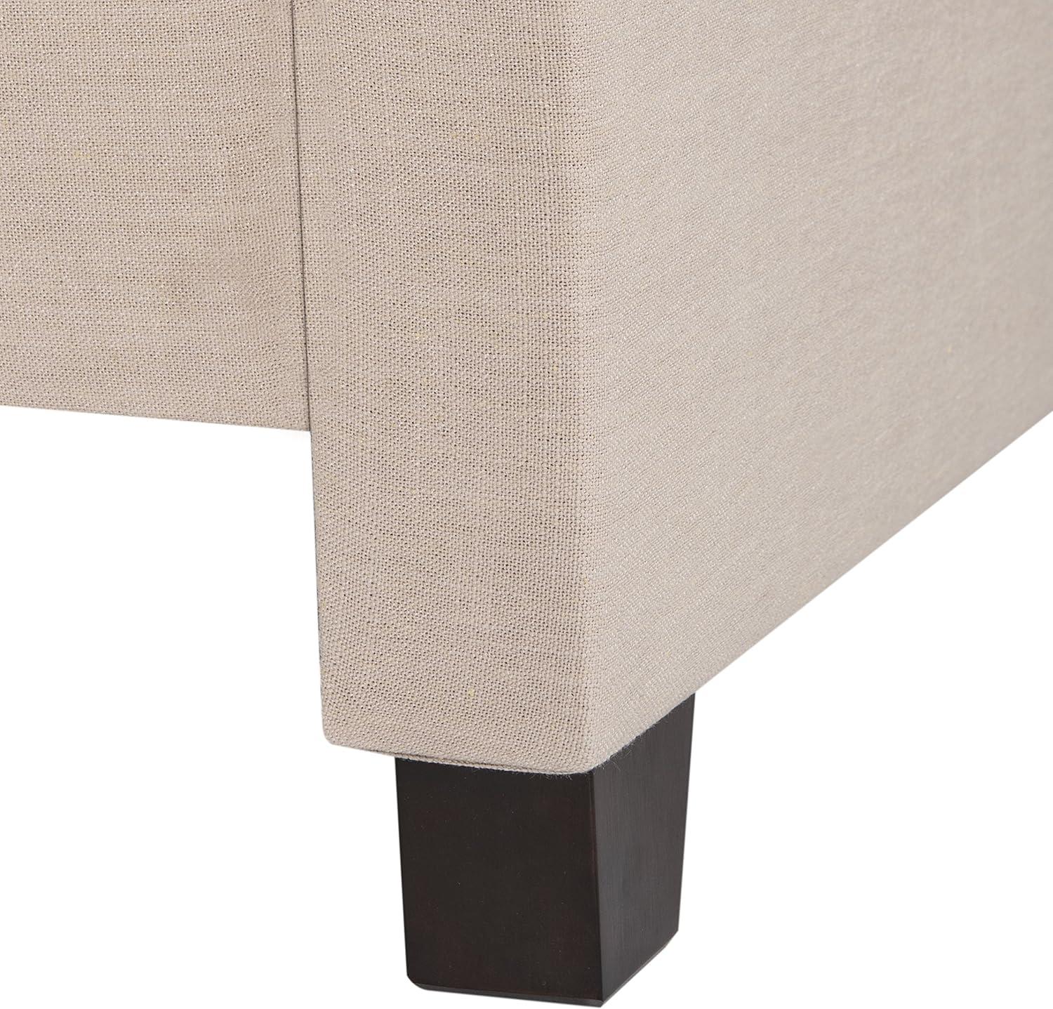 SAFAVIEH Theron Modern Elegant Upholstered Bed Frame with Nail Heads, Full, Light Beige/Brass Nails