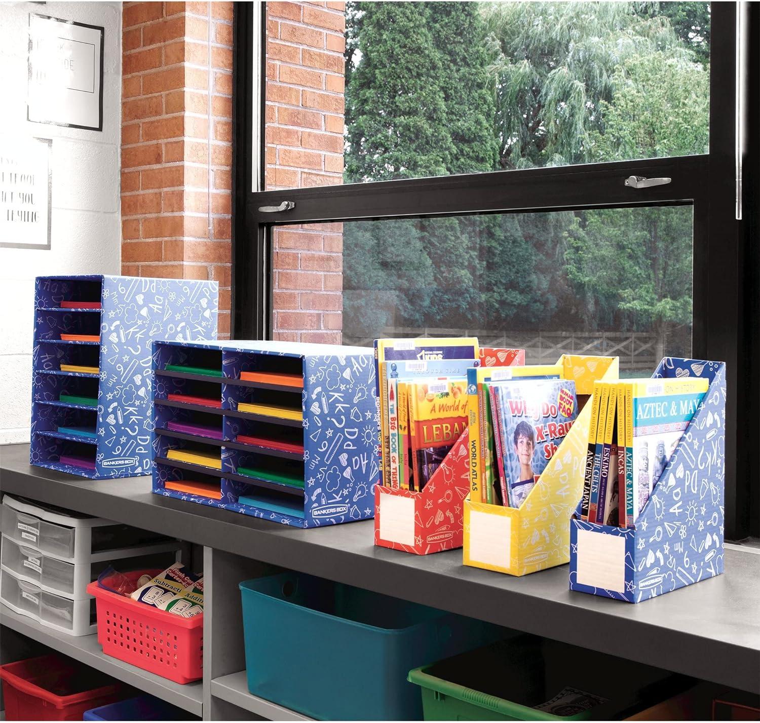 Blue 15-Compartment Classroom Literature Organizer