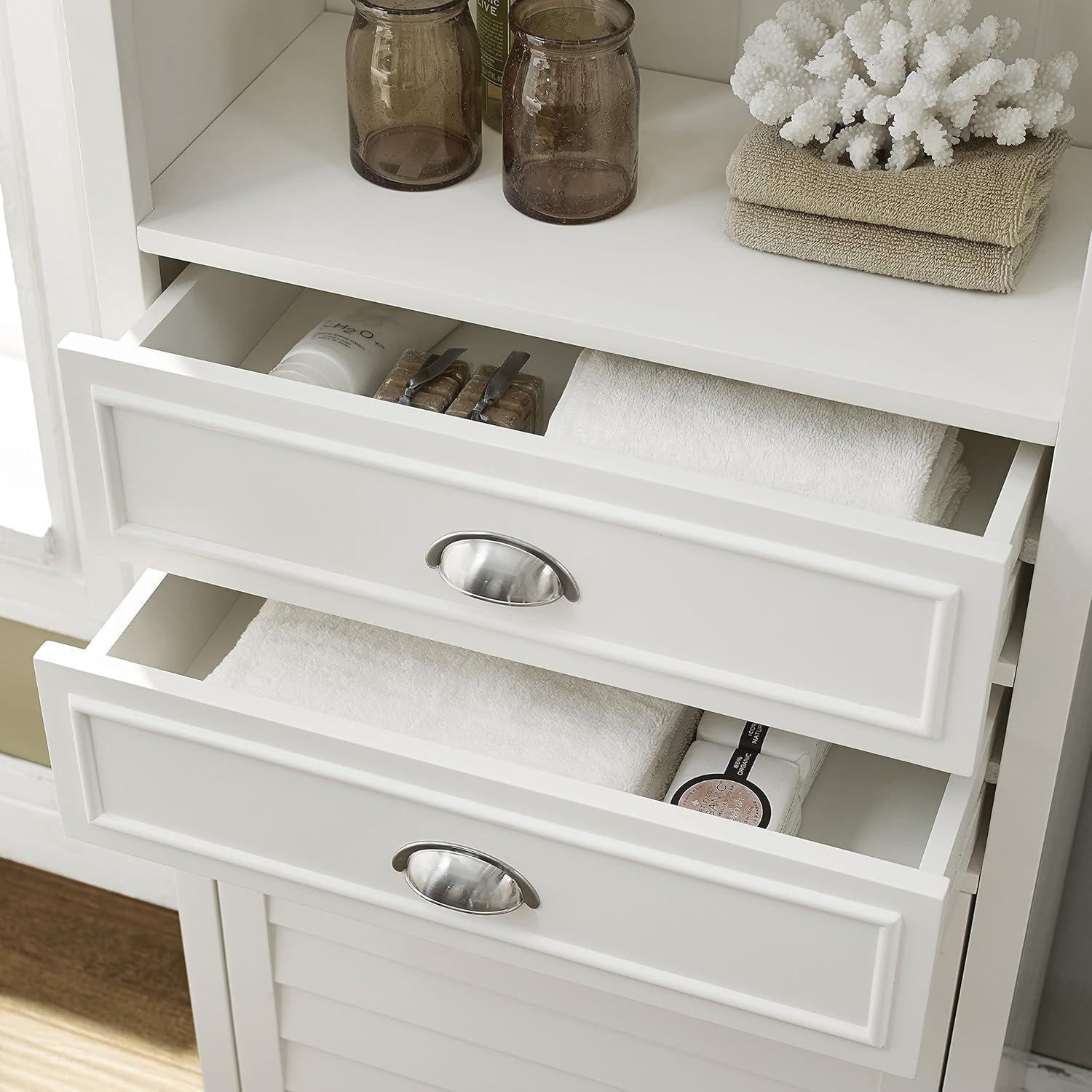 White Tall Bathroom Cabinet with Adjustable Shelving