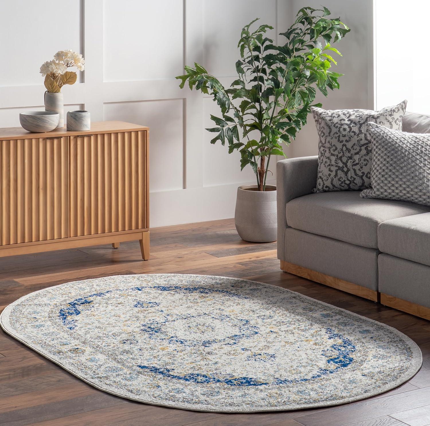 nuLOOM Paisley Verona Vintage Persian Area Rug, 5' x 8' Oval, Blue