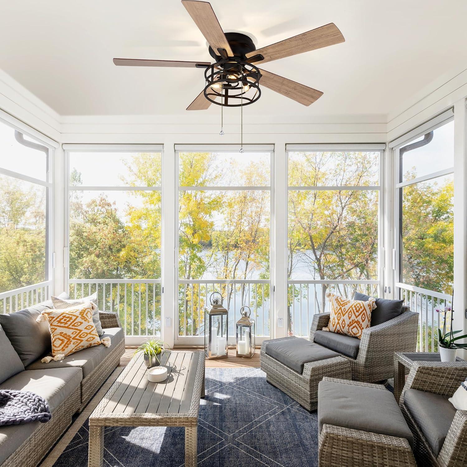 52-IN Black Ceiling Fan with Light Kit(5 blade)