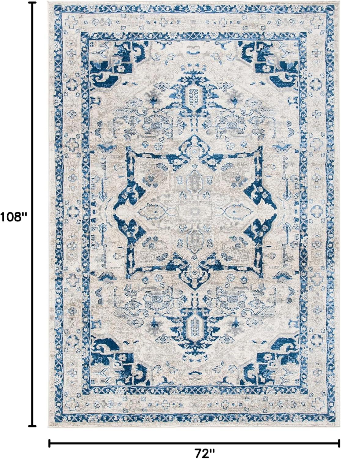Brentwood BNT852 Power Loomed Indoor Area Rug - Beige/Blue - 6'x9' - Safavieh