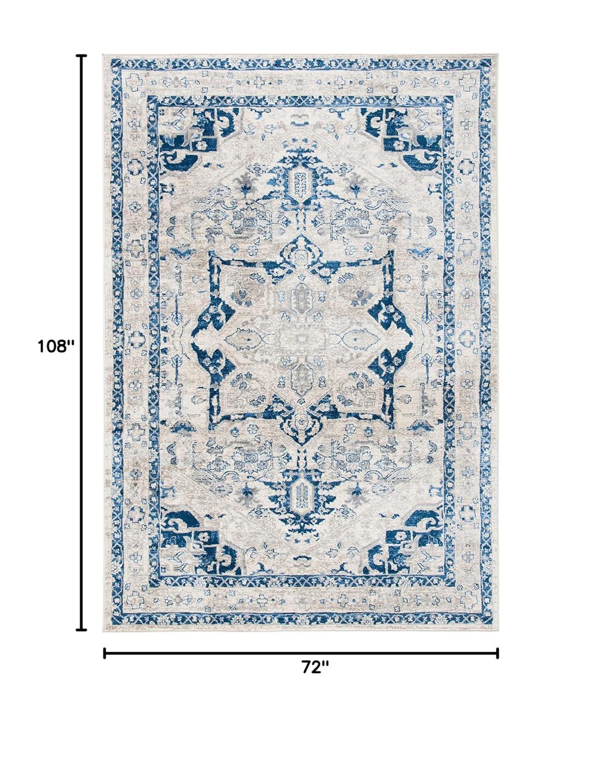 Brentwood BNT852 Power Loomed Indoor Area Rug - Beige/Blue - 6'x9' - Safavieh