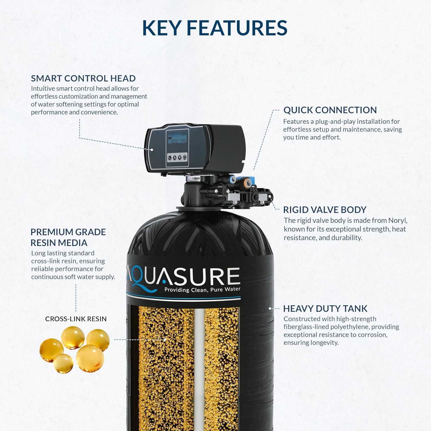 Aquasure Harmony Series 48,000 Grains Whole House Water Softener for 3-4 bathrooms (AS-HS48D)