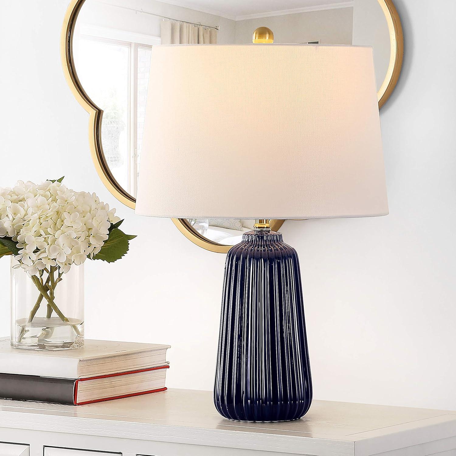 Sawyer Navy Blue 24" Modern Textured Ceramic Table Lamp