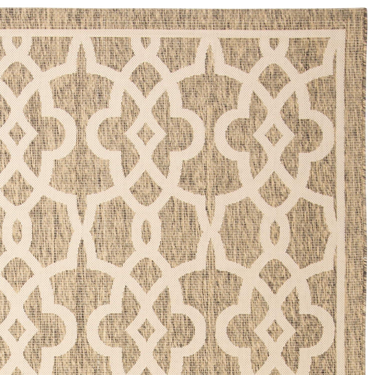 Courtyard CY6071 Power Loomed Indoor and Outdoor Area Rug - Mocha/Beige - 5'3"x7'7" - Safavieh