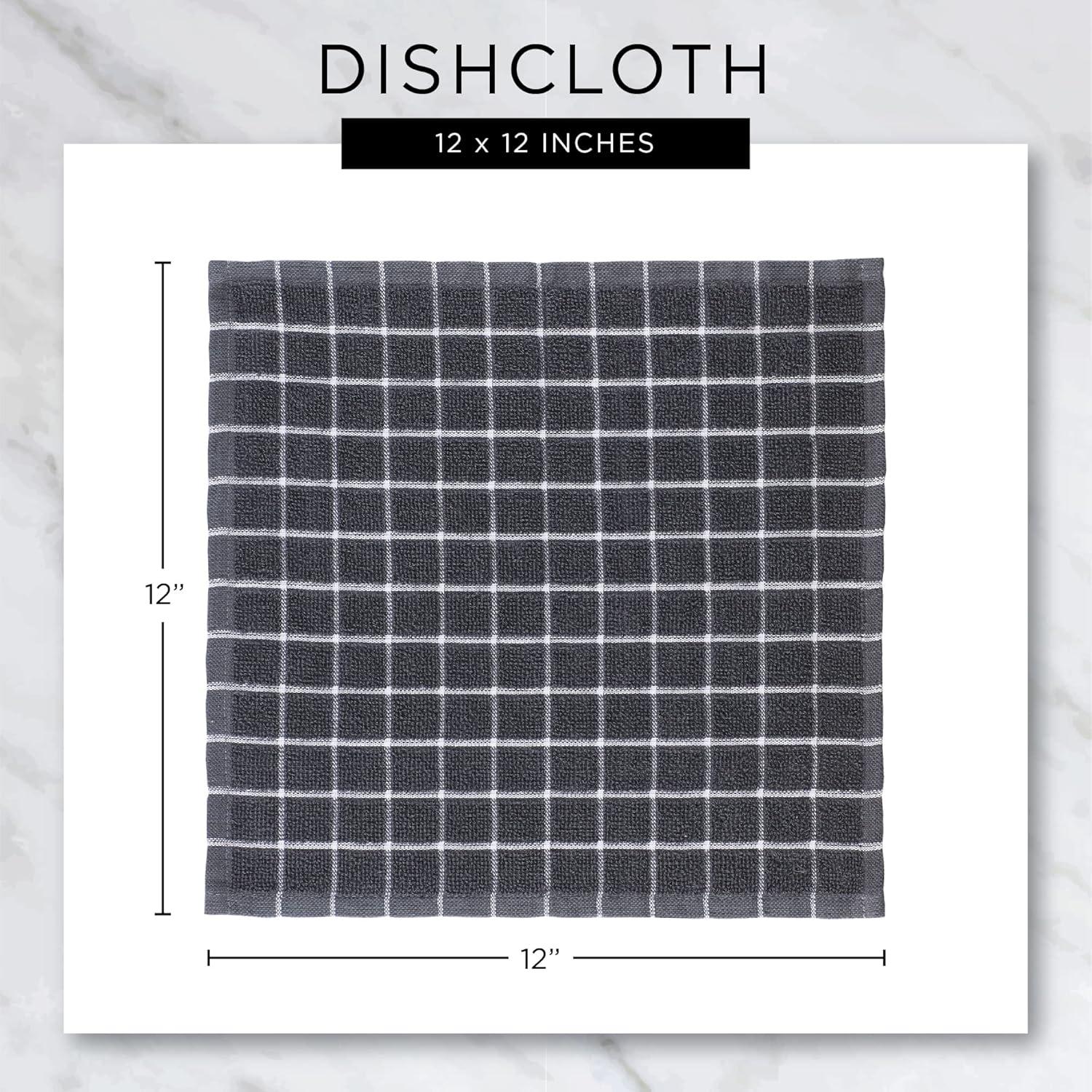 DII Modern Cotton Combo Windowpane Dishcloths in Gray (Set of 6)