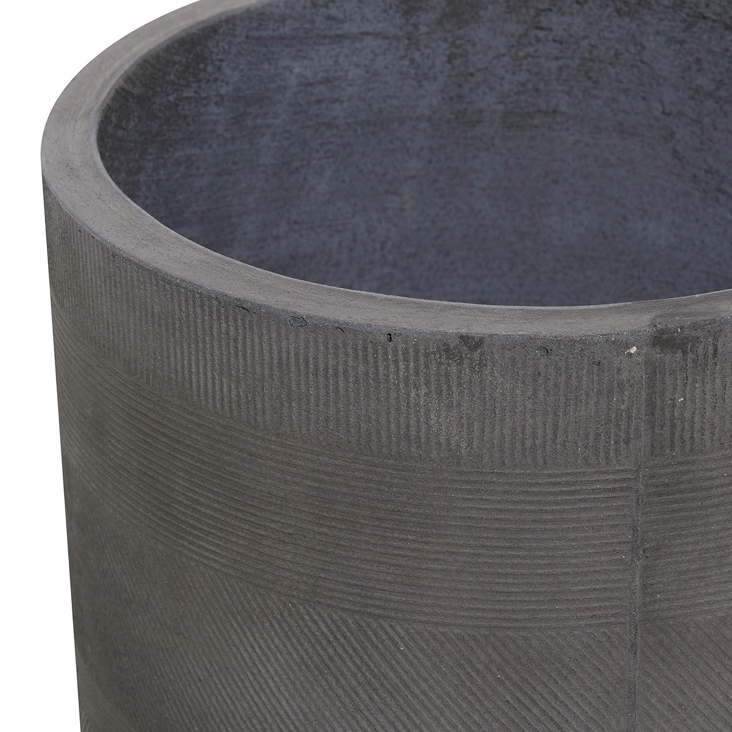 Set of 2 Textured Fiberclay Planters Gray - Olivia & May: Contemporary Indoor/Outdoor Decor, No Drainage Holes