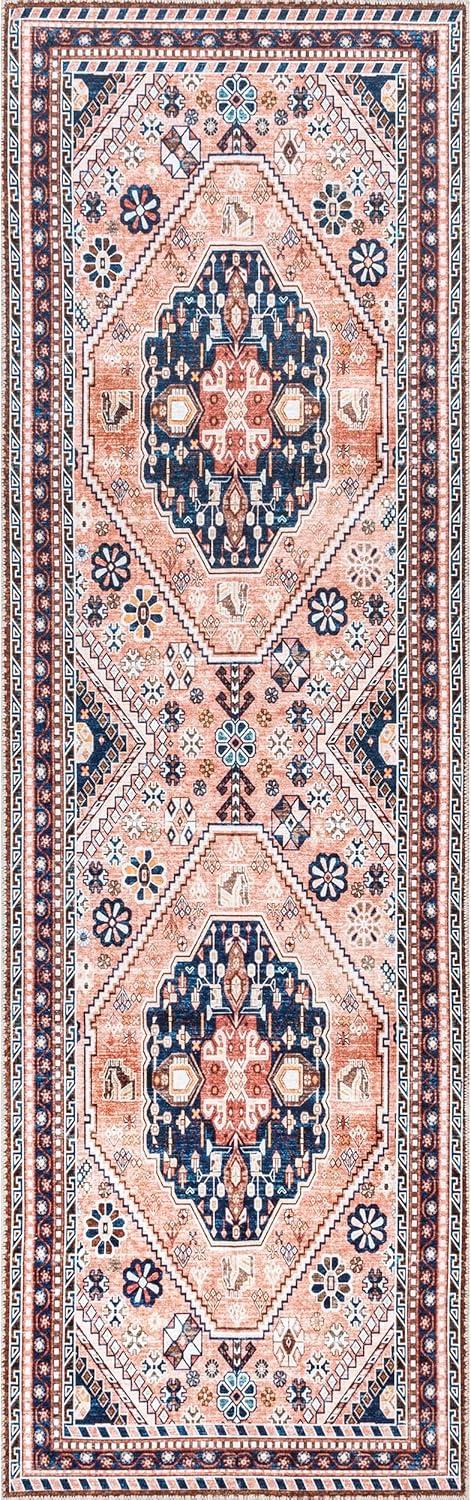 Nuloom Nevaeh Pet Friendly Machine Washable Bohemian Medallion Area Rug, 3' x 5', Dark Blue