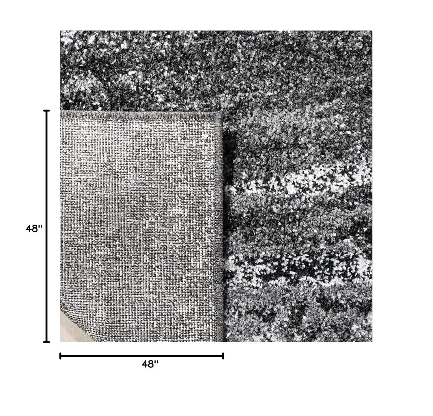 Adirondack ADR112 Machine Made Indoor Area Rug - Silver/Black - 4'x4' - Safavieh