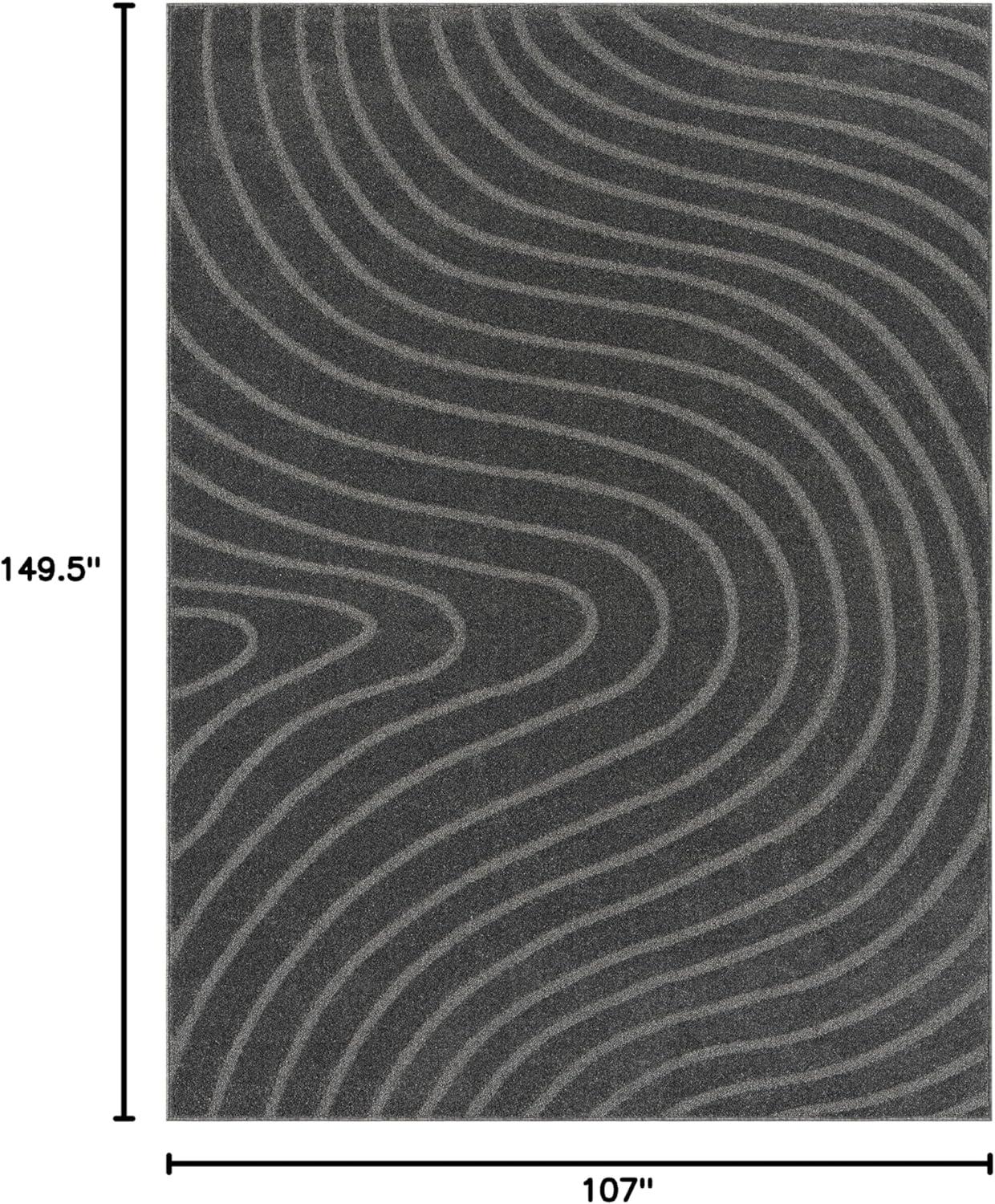 Luxe Weavers Modern Geometric Wave Blue 9x12 Area Rug