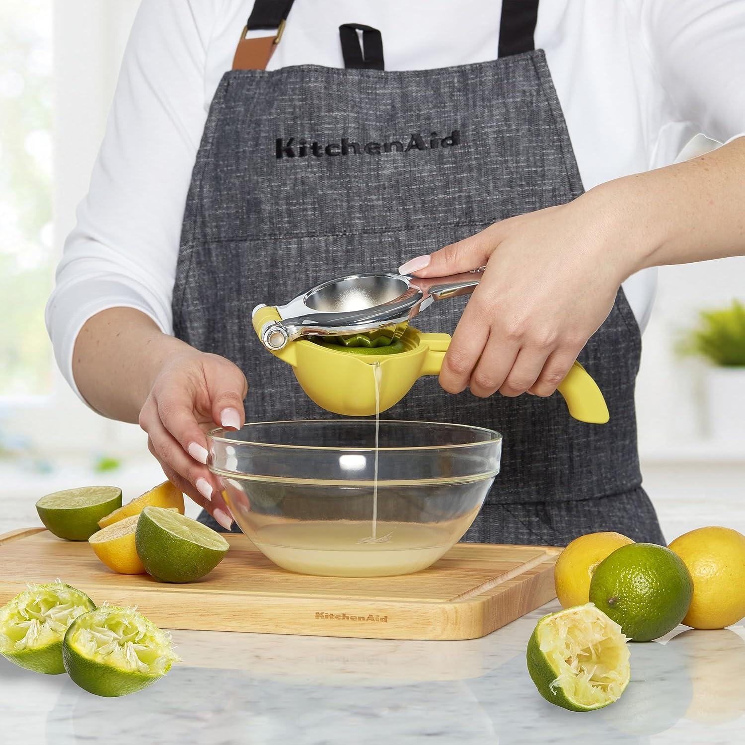 Lemon Yellow Aluminum Citrus Squeezer with Seed Catcher