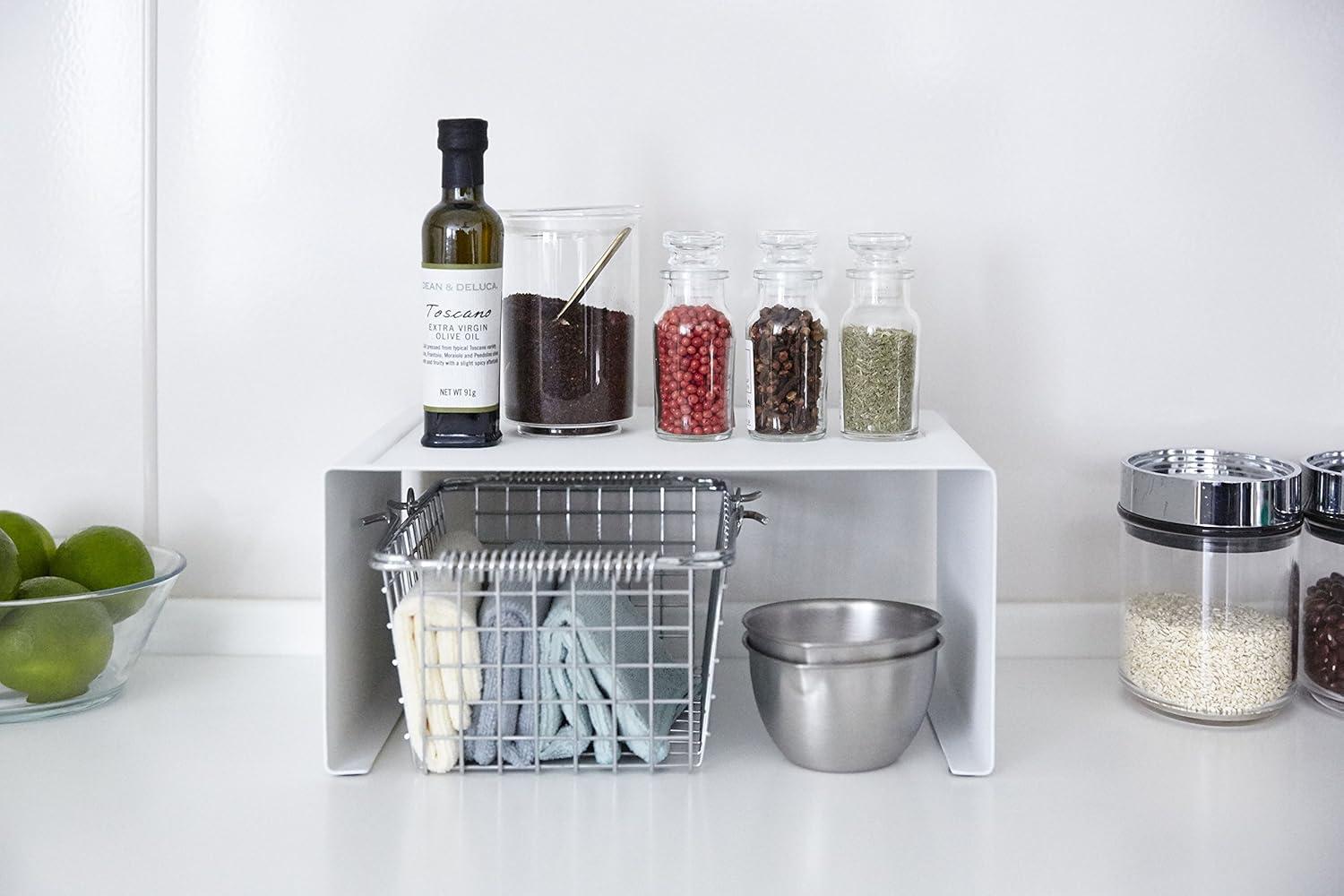 Tower Yamazaki Home Stackable Kitchen Rack, Storage Organizer Counter Shelf, Small, Stack up to Two