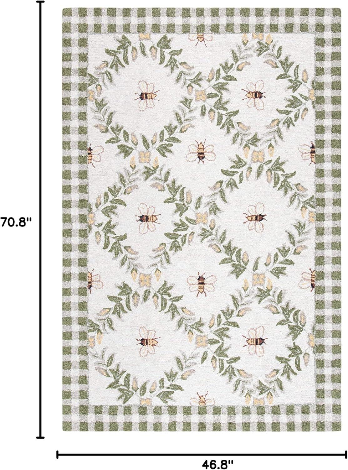 Chelsea HK55 Hand Hooked Accent Rug - Ivory/Green - 3'9"x5'9" - Safavieh