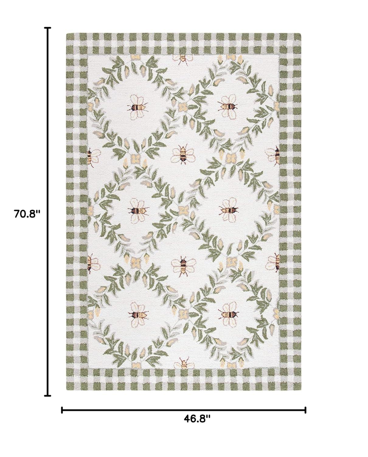 Chelsea HK55 Hand Hooked Accent Rug - Ivory/Green - 3'9"x5'9" - Safavieh