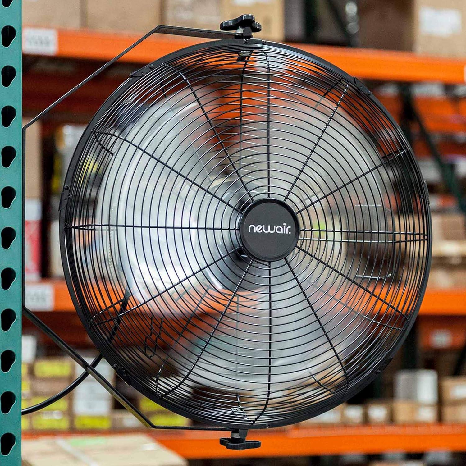 Newair Newair 18" High Velocity Wall Mount Fan, Heavy Duty Outdoor Fan, Adjustable Tilt and 3 Speeds up to 4012 CFM, Pull Chain Switch