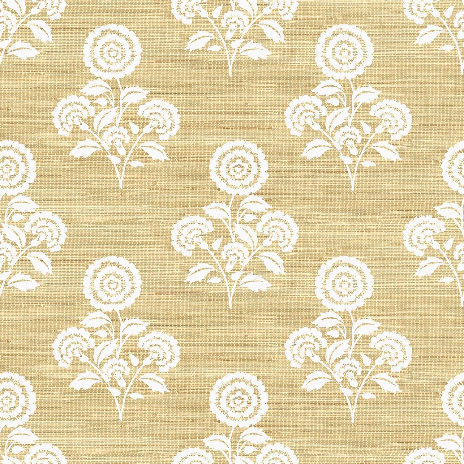 Brewster Flourish Block Print Wheat Faux Grasscloth Peel and Stick 1pc Wallpaper