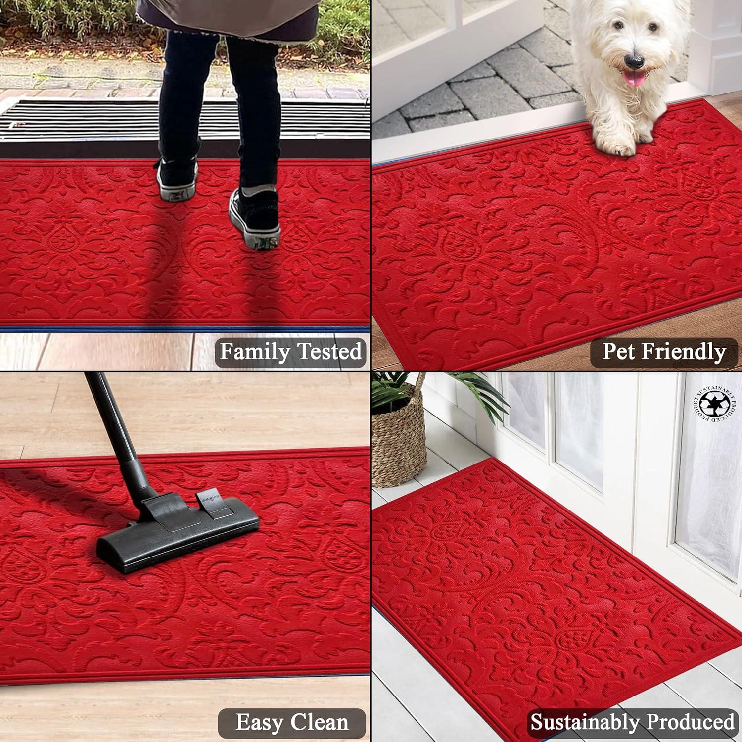 Red Polypropylene Weatherproof Slip-Resistant Outdoor Doormat