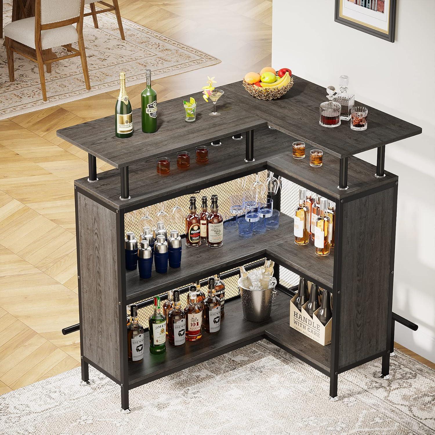 Tribesigns 2-Tier L-Shaped Home Bar Unit