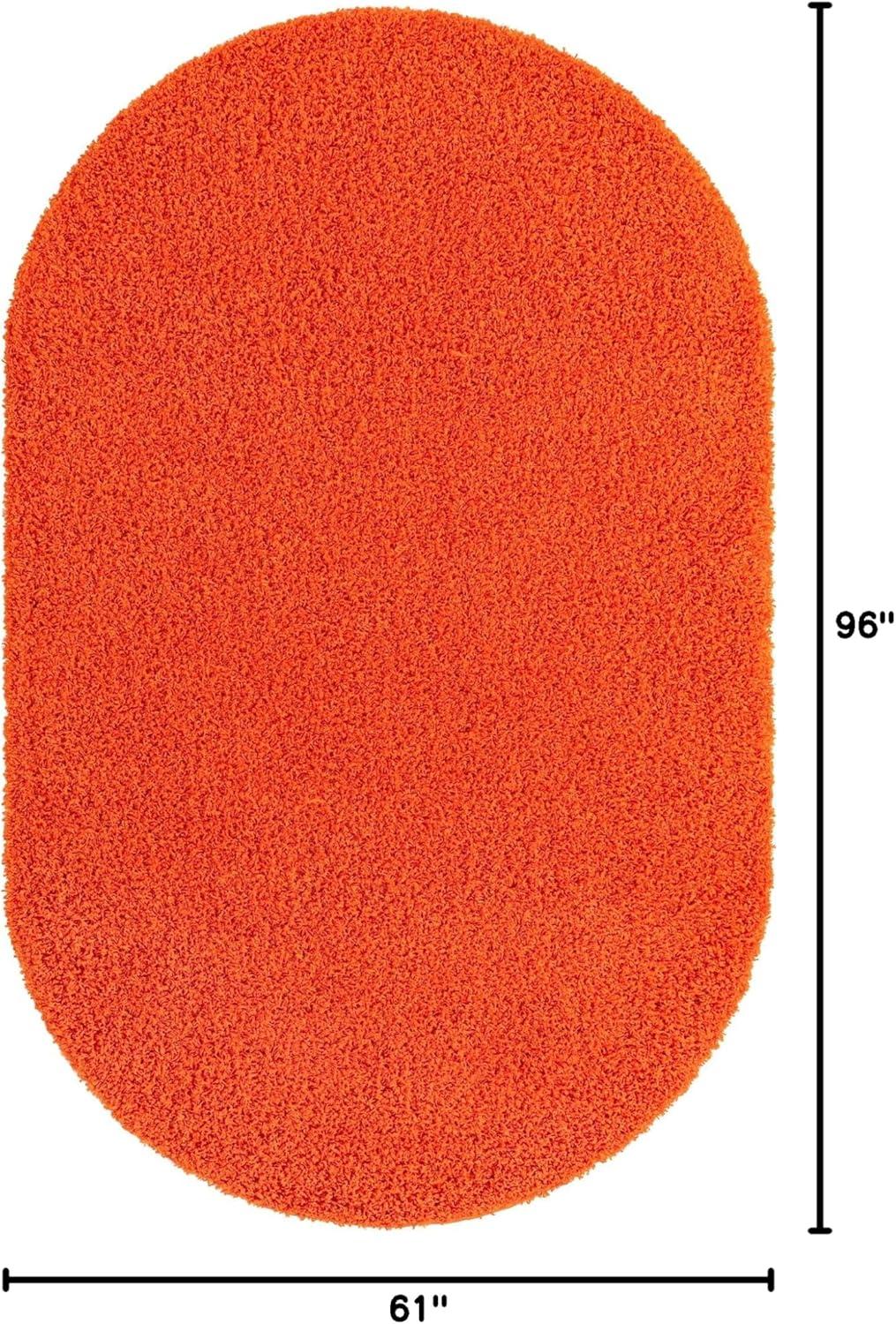 Unique Loom 5' 0 x 8' 0 Solid Shag Tiger Orange Area Rug
