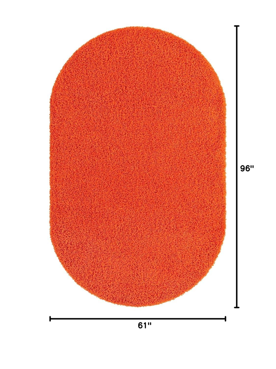 Unique Loom 5' 0 x 8' 0 Solid Shag Tiger Orange Area Rug