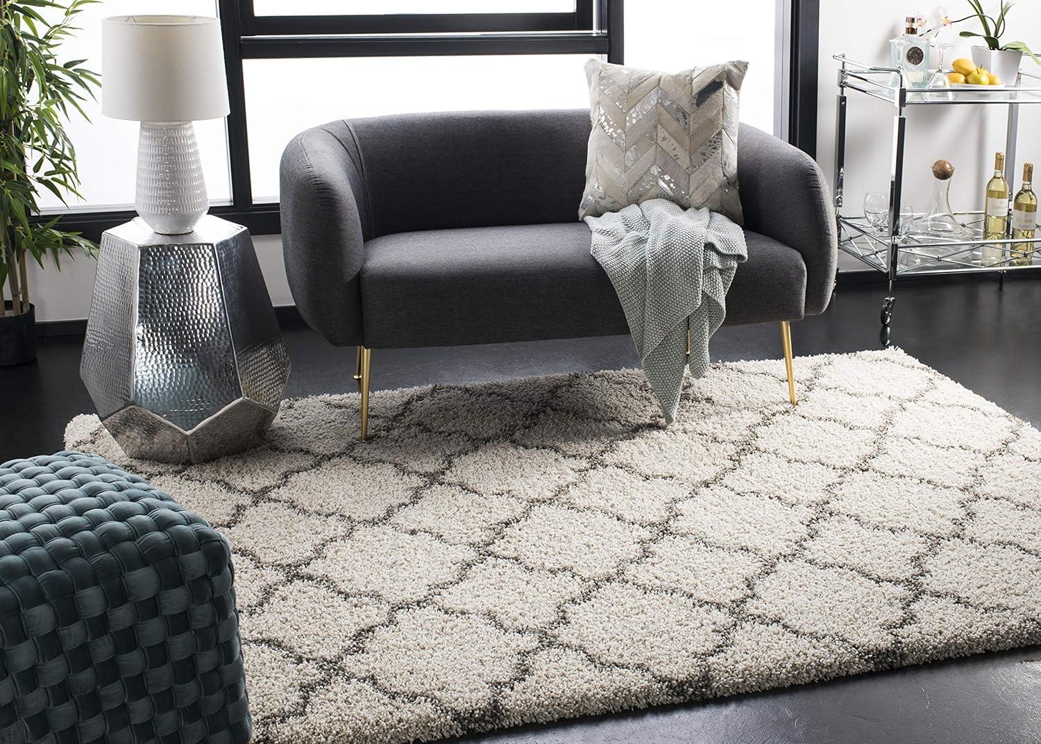 Hudson Shag SGH282 Power Loomed Indoor Area Rug - Ivory/Grey - 8'x10' - Safavieh