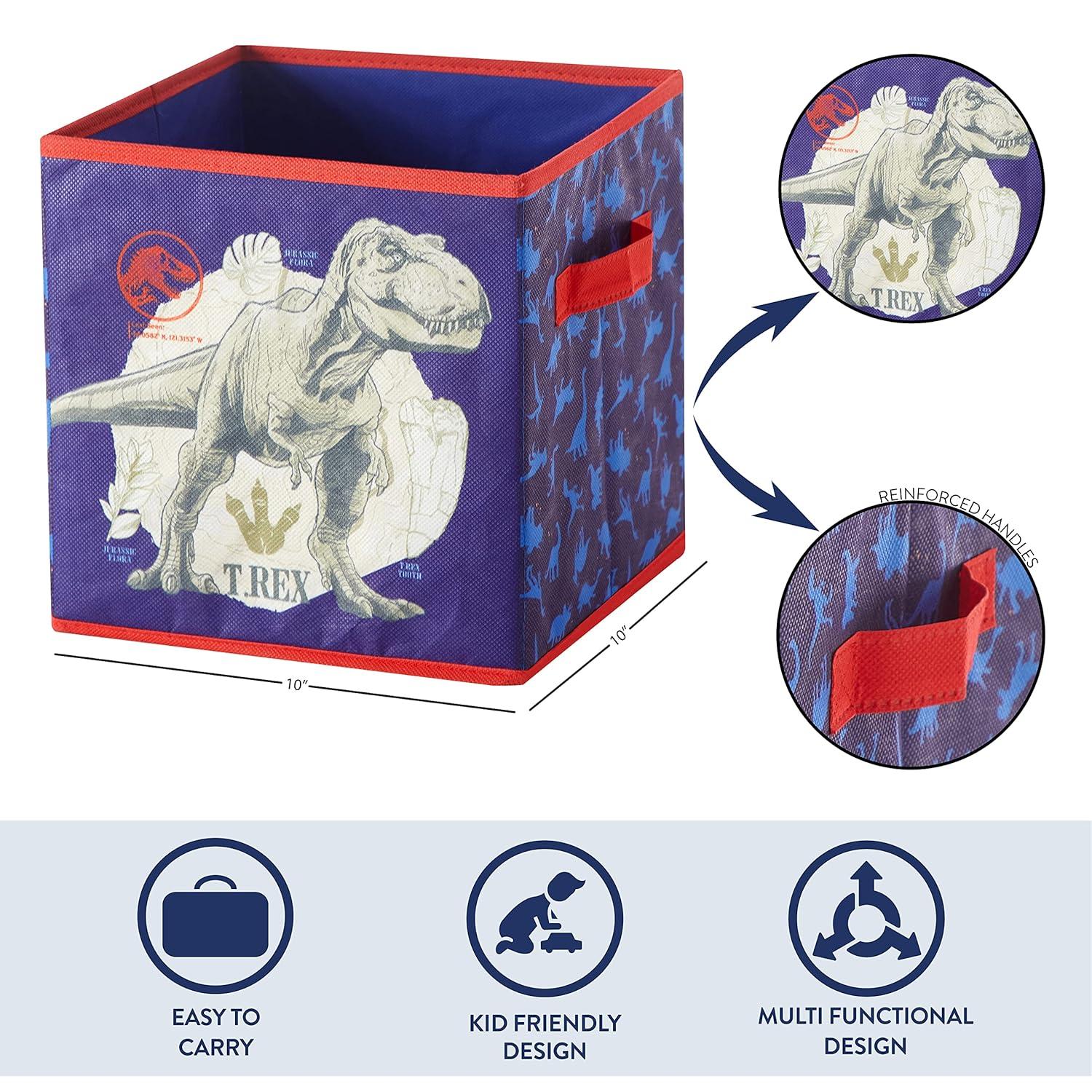 Idea Nuova Jurassic World Set of Two Spacious Collpasible Storage Cubes, 10"x10"
