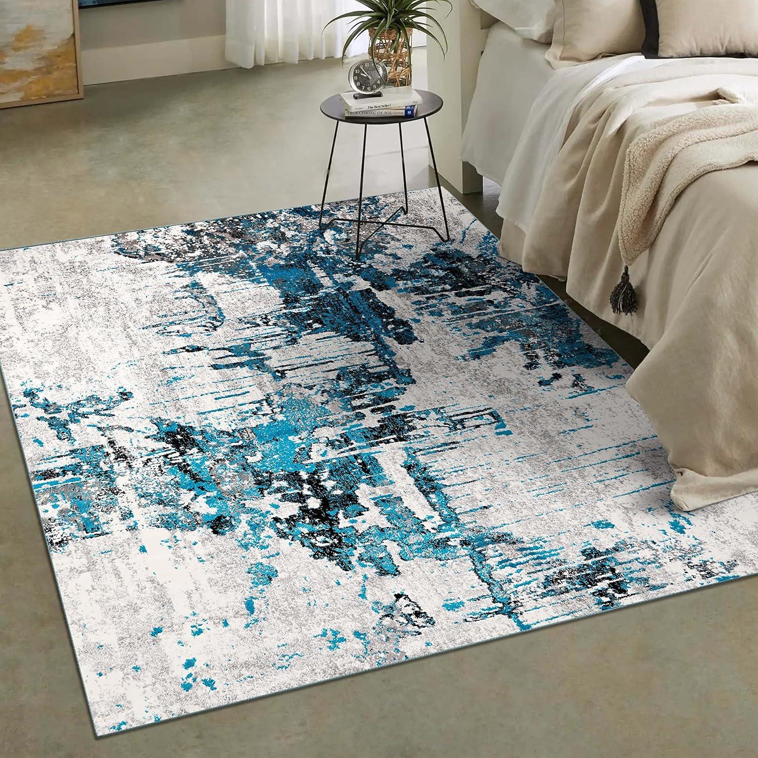 Luxe Weavers Contemporary Abstract Area Rug, Turquoise 5x7