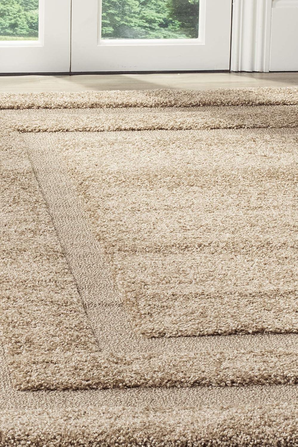 Florida Shag SG454 Power Loomed Indoor Area Rug - Beige/Beige - 4'x4' - Safavieh.