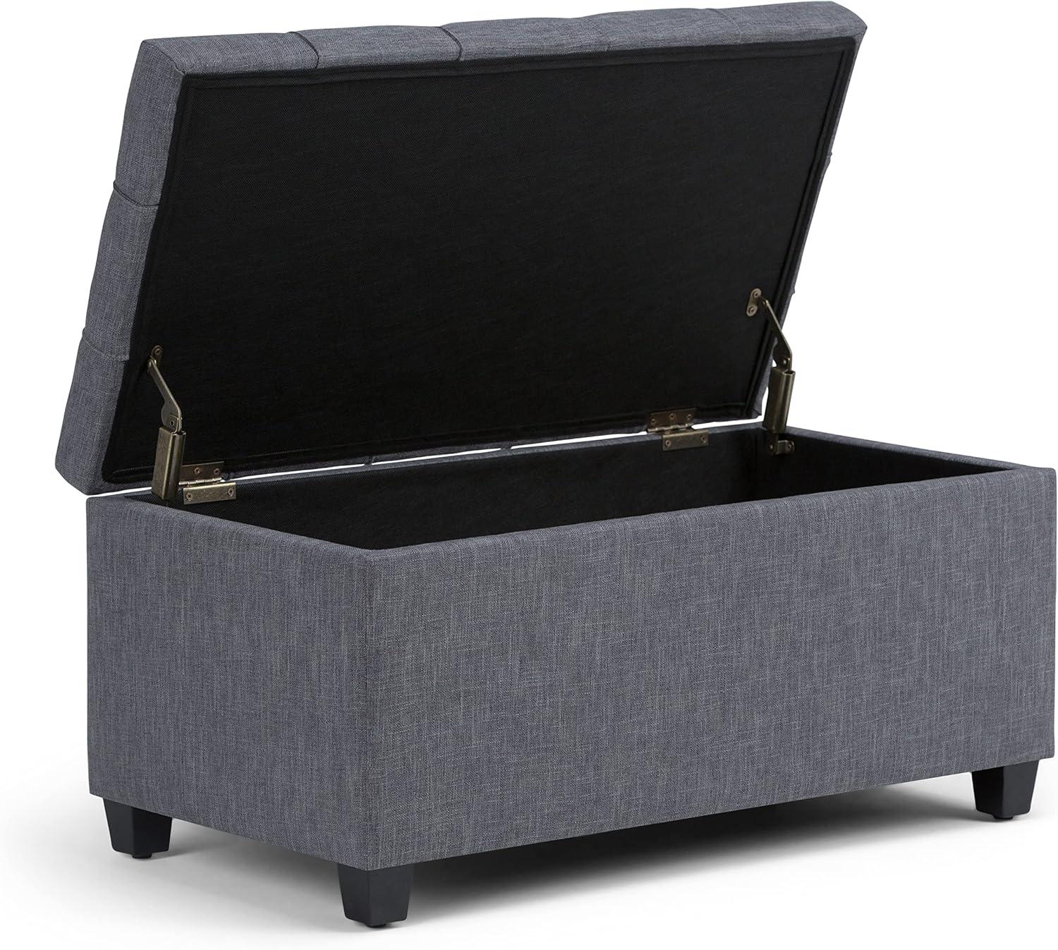 Simpli Home Sienna 33"W Upholstered Storage Ottoman Bench with Lift-Up Tufted Top