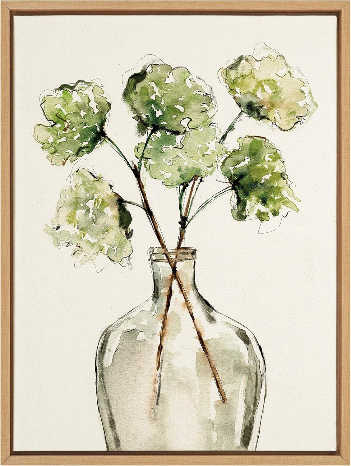 Sylvie Greenery Vase Framed Canvas by Sara Berrenson - Kate & Laurel All Things Decor