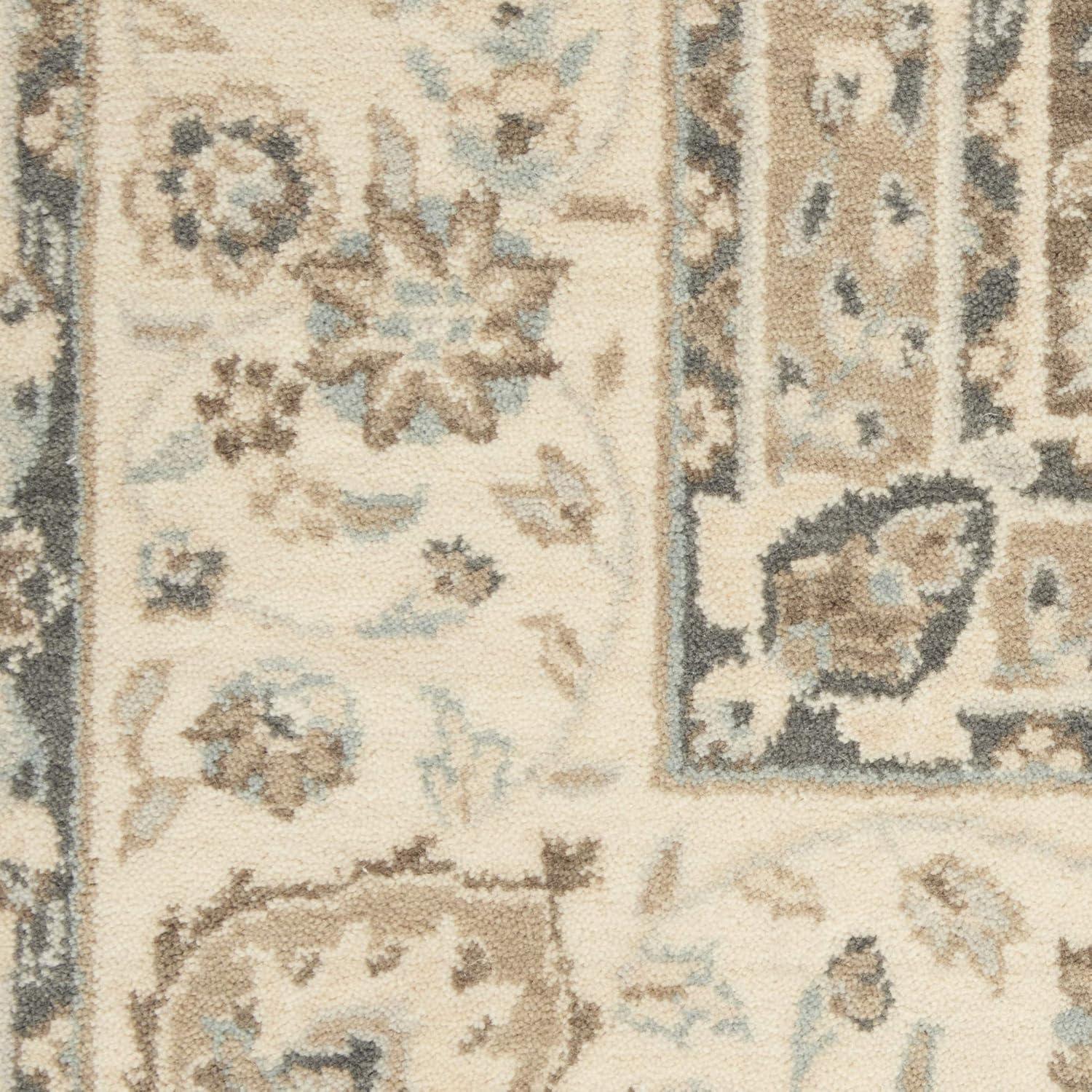 Elegant Grey/Ivory Loom-Woven Wool Blend 7'6" x 9'6" Area Rug