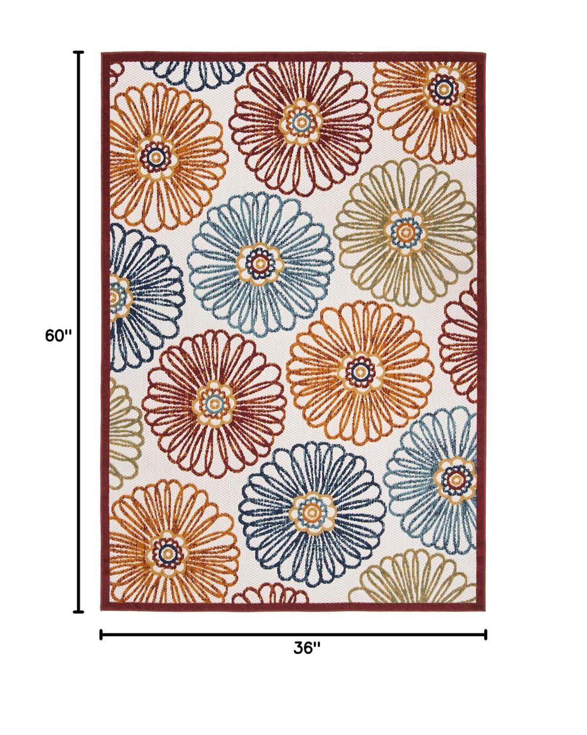 Cabana CBN801 Power Loomed Indoor/Outdoor Accent Rug - Creme/Red - 3'x5' - Safavieh