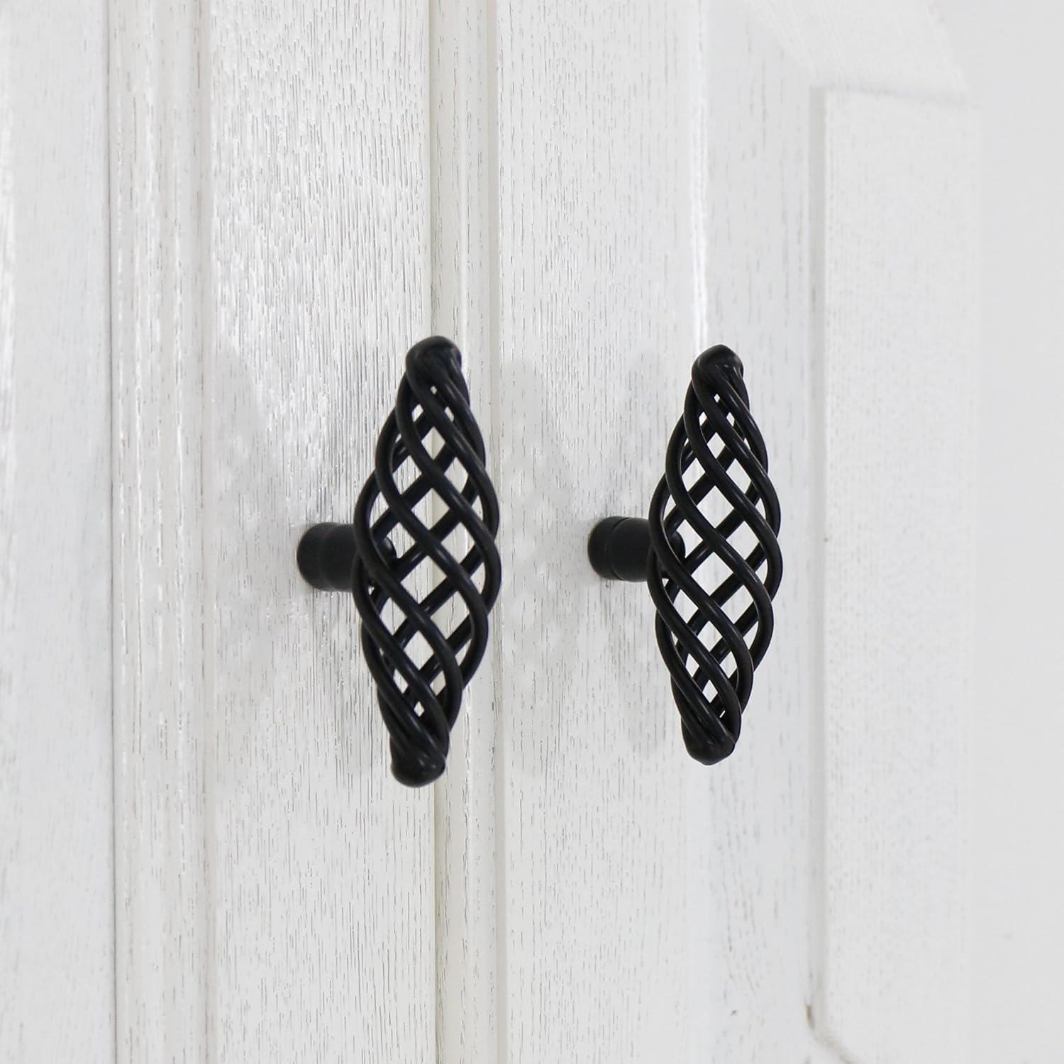 6 Pack Muted Black Birdcage Nest Twist Cabinet Wardrobe Door Handle Drawer Cupboard Kitchen Dresser Pull Single Hole
