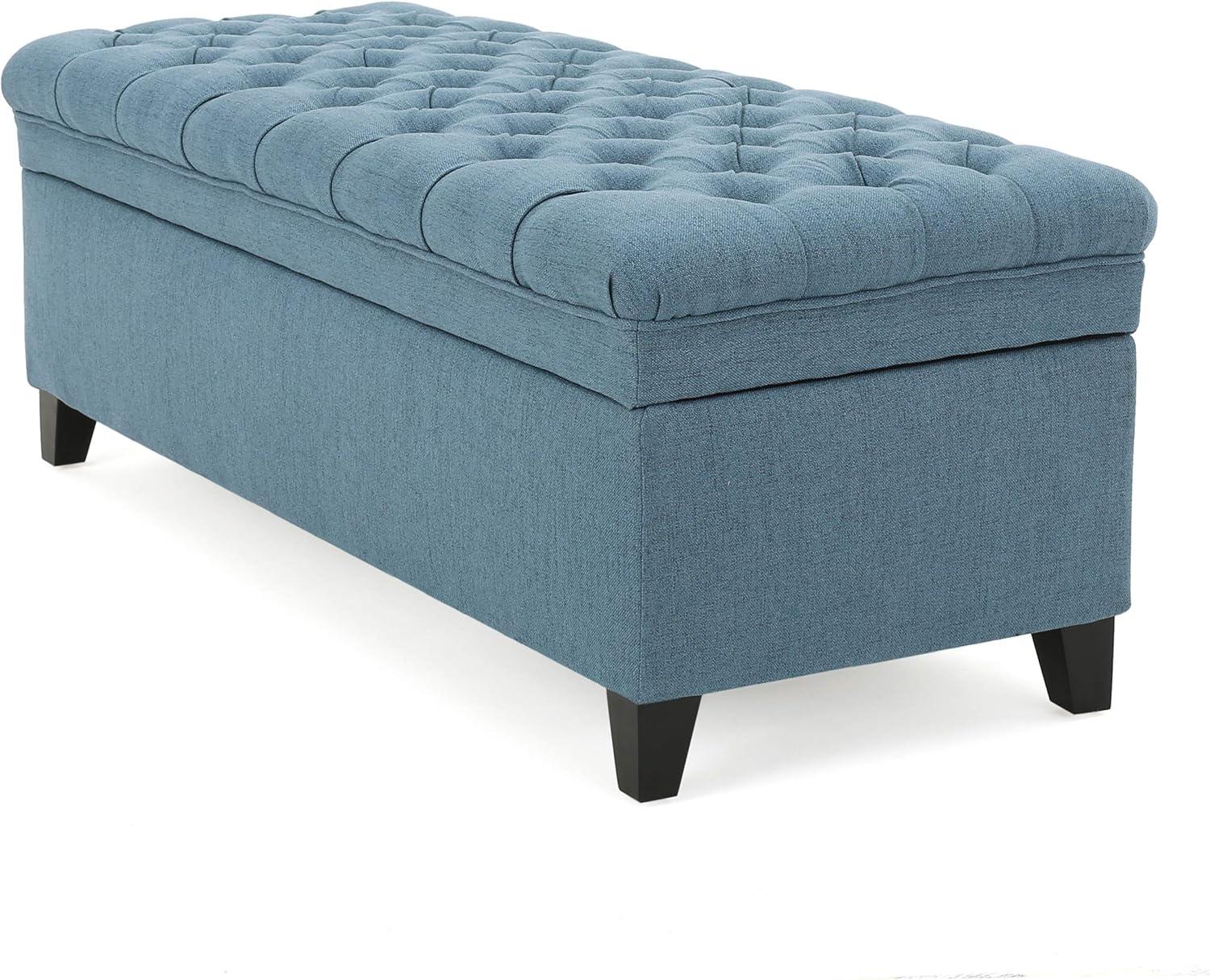 Juliana Storage Ottoman Blue - Christopher Knight Home: Upholstered Rectangular Bench, 250lb Capacity