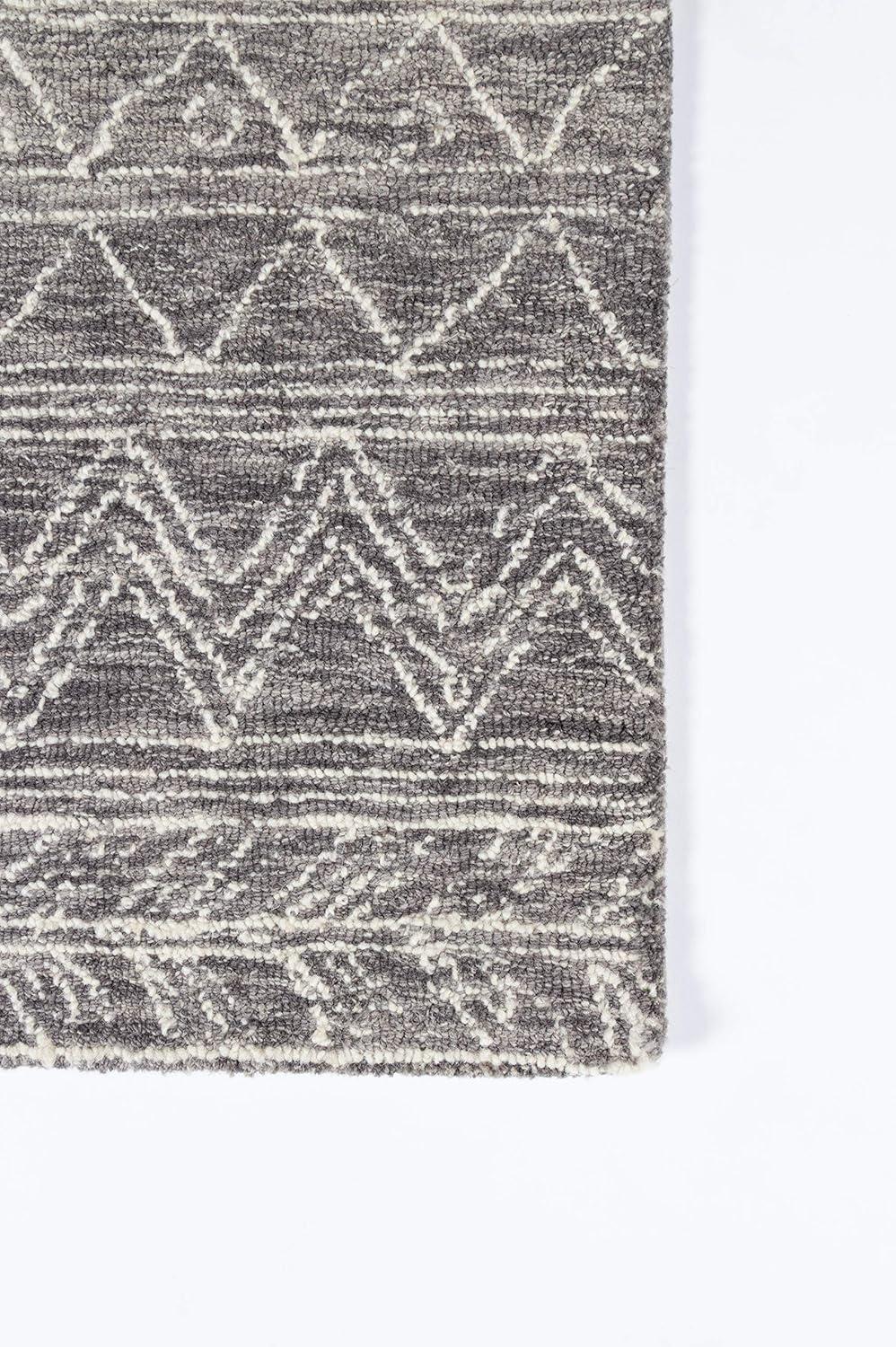 Handmade Gray Geometric Wool Rectangular Area Rug