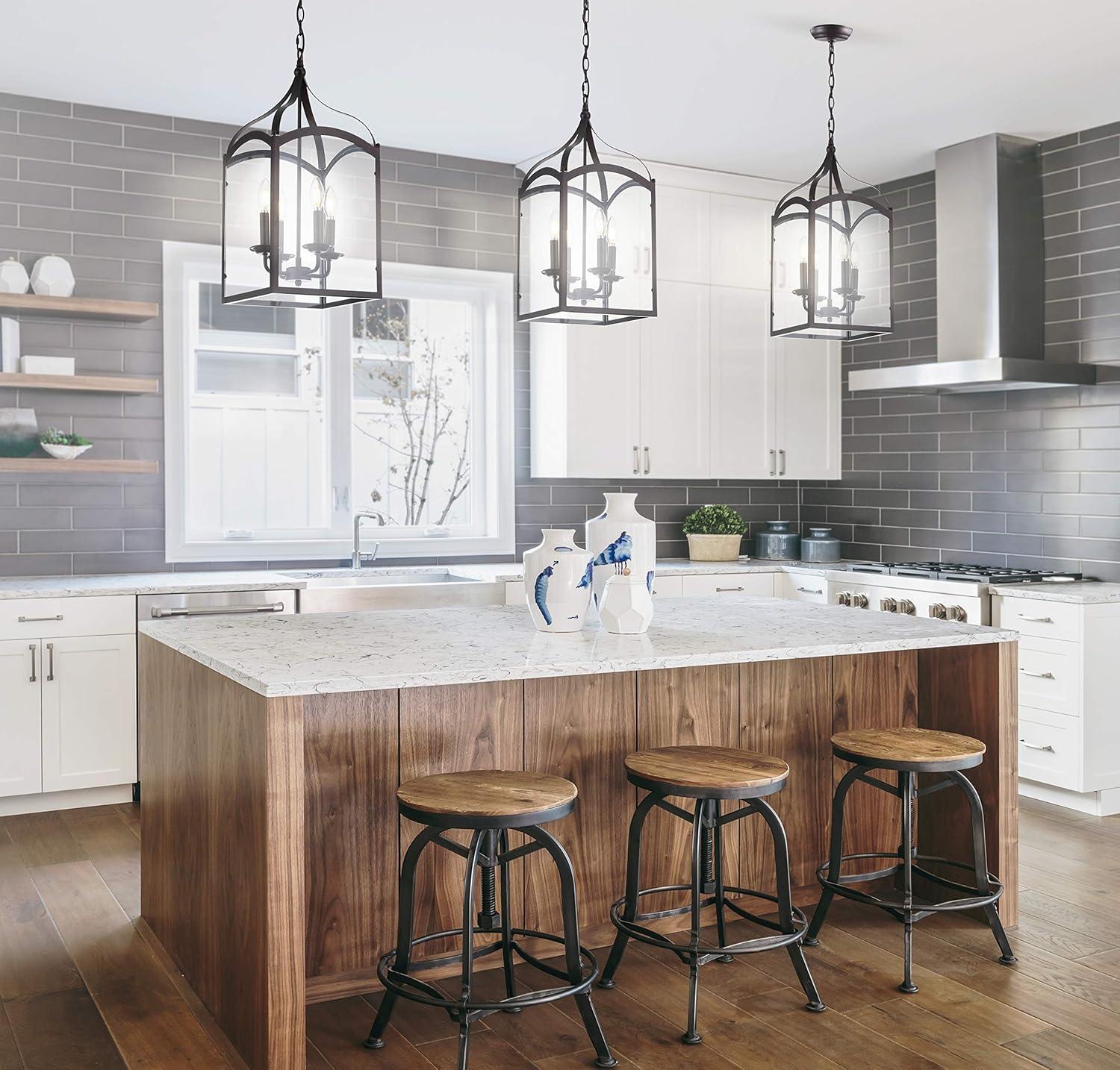JONATHAN Y Ruth 11" 4-light Traditional Classic Lantern Metal/Glass LED Pendant, Oil Rubbed Bronze