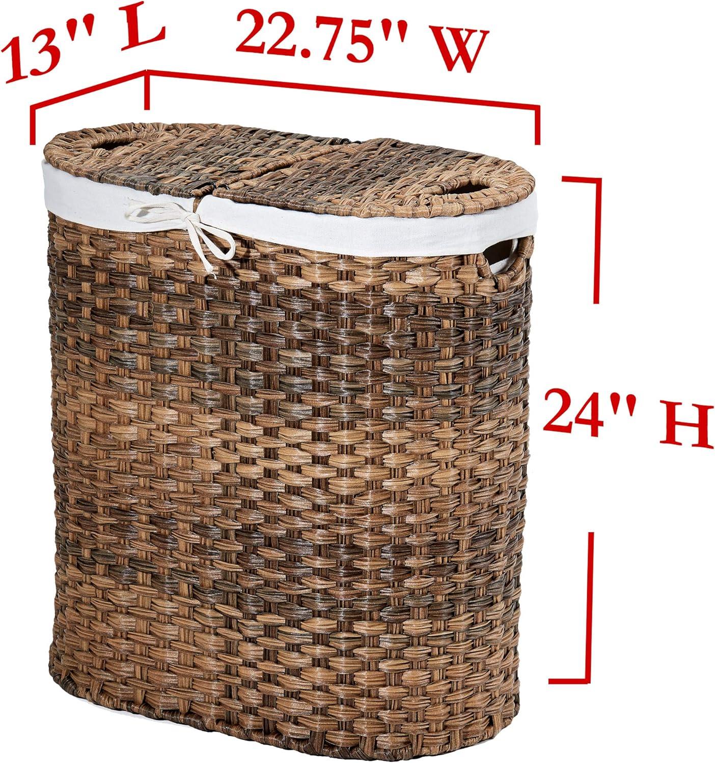 Handwoven Double Lidded Oval Hamper Sorter